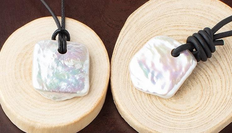 Off White Large Hole Square Freshwater Pearl 1 Piece - The Bead Traders