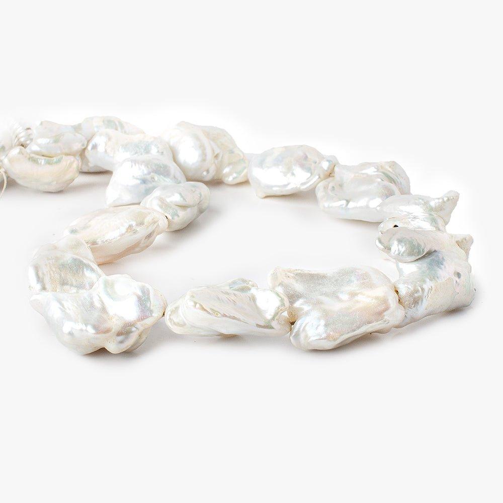 Off White Souffle Straight Drill Baroque Freshwater Pearls 16 inch 14 beads 25x18mm - 33x18mm - The Bead Traders