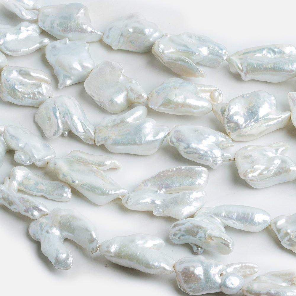 Off White Souffle Straight Drill Baroque Freshwater Pearls 16 inch 15 beads - The Bead Traders