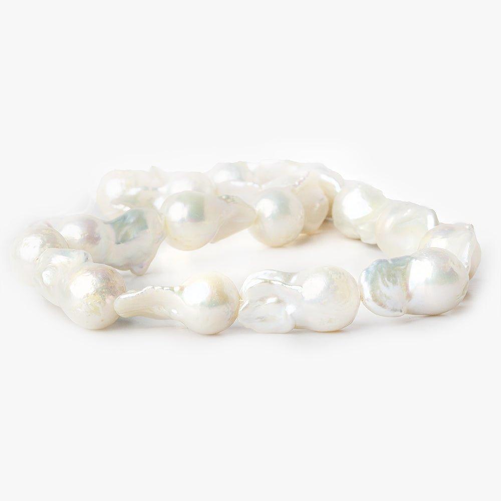 Off White Ultra Baroque Freshwater Pearls 12x21-15x26mm 16 inch 16 pearls - The Bead Traders