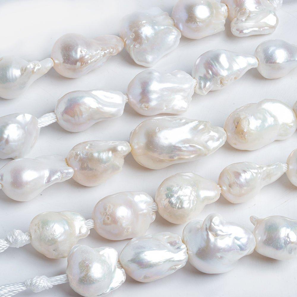 Off White Ultra Baroque Large Hole Freshwater Pearls 4 inch 5 pieces - The Bead Traders