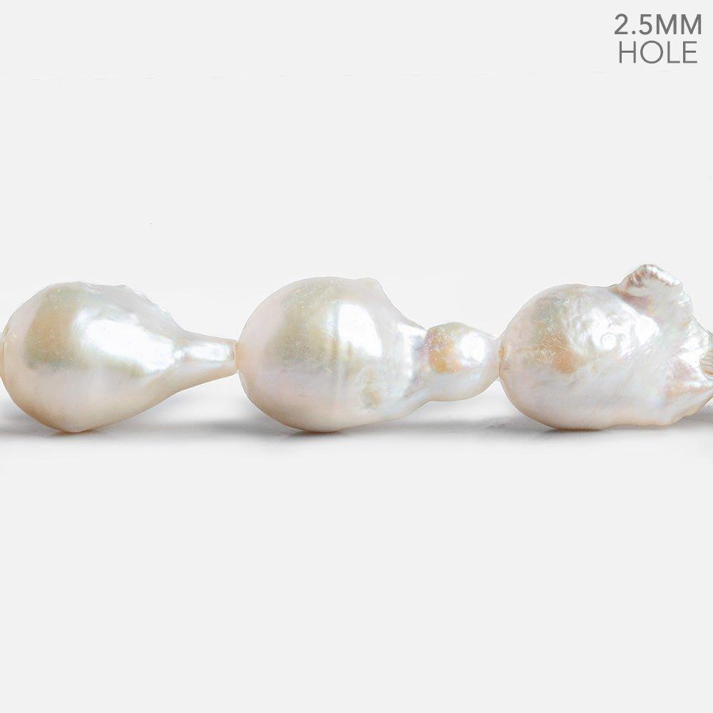 Off White Ultra Baroque Large Hole Freshwater Pearls 4 inch 5 pieces - The Bead Traders