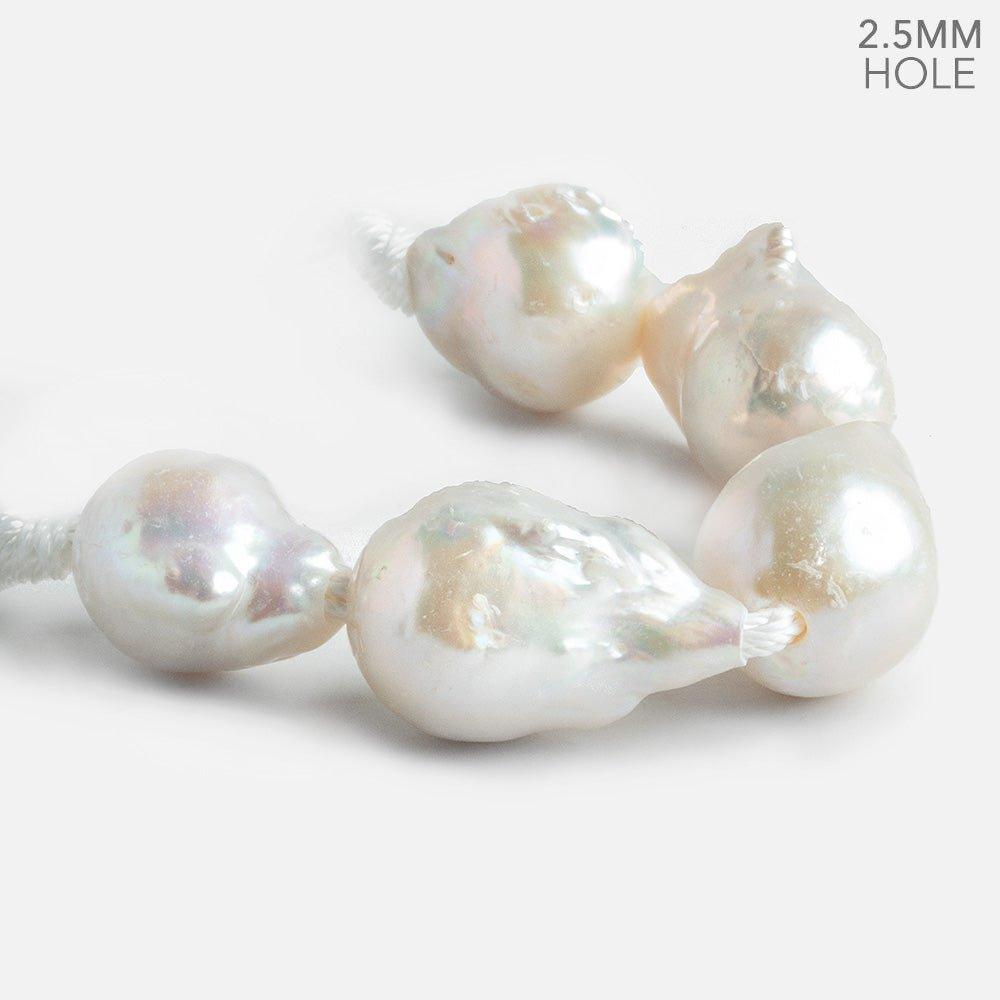 Off White Ultra Baroque Large Hole Freshwater Pearls 4 inch 5 pieces - The Bead Traders