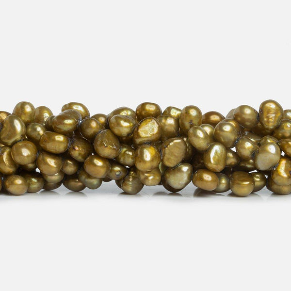 7x6mm Olive Green Baroque Freshwater Pearls 16 inch 80 pieces