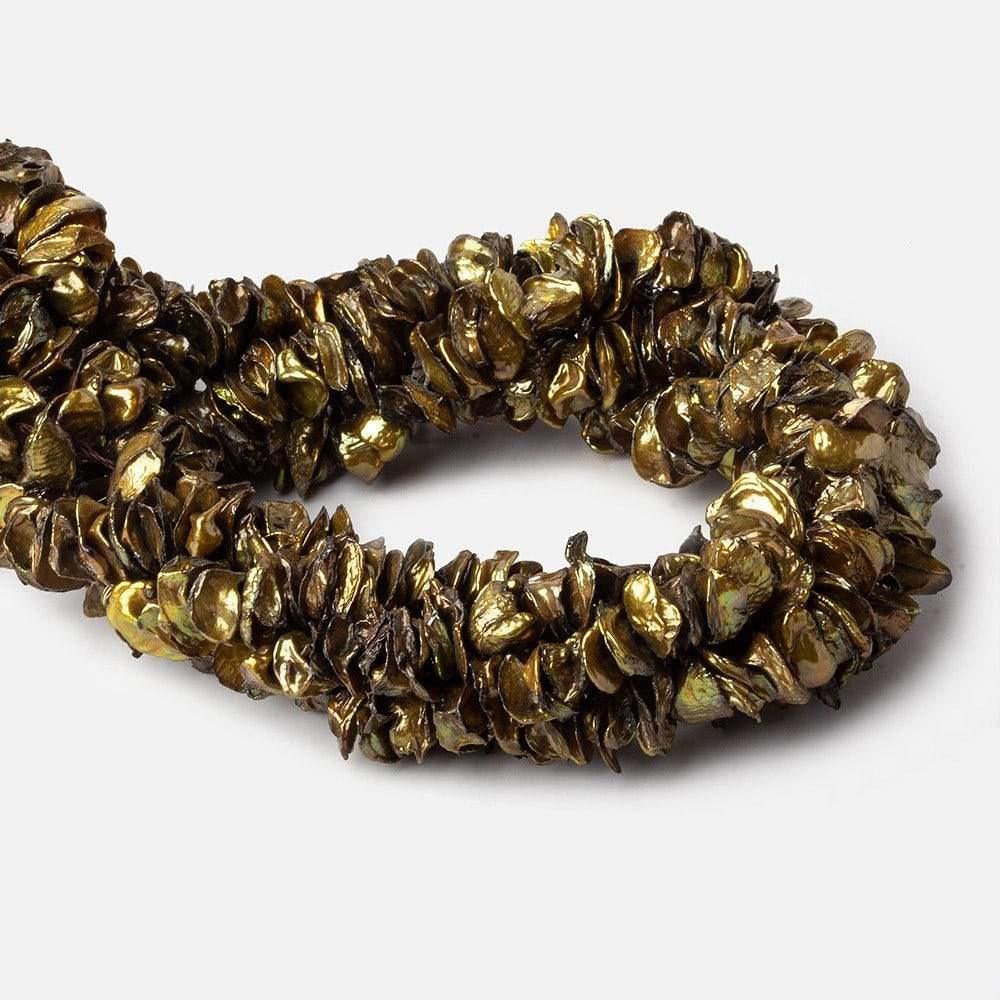 Olive Green Center Drilled Keshi Freshwater Pearl 168 pieces - The Bead Traders
