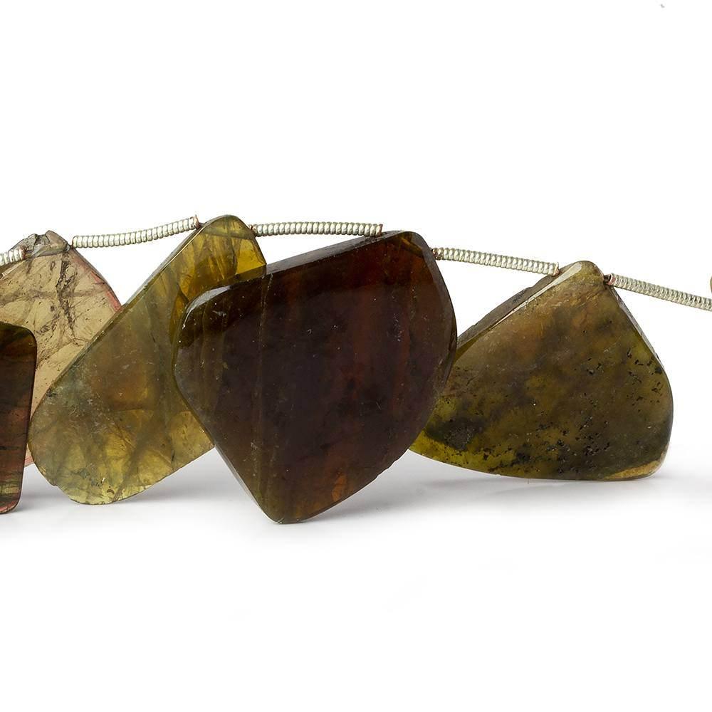 Olive Tourmaline Top Drill Slices 7 inch 11 pieces - The Bead Traders
