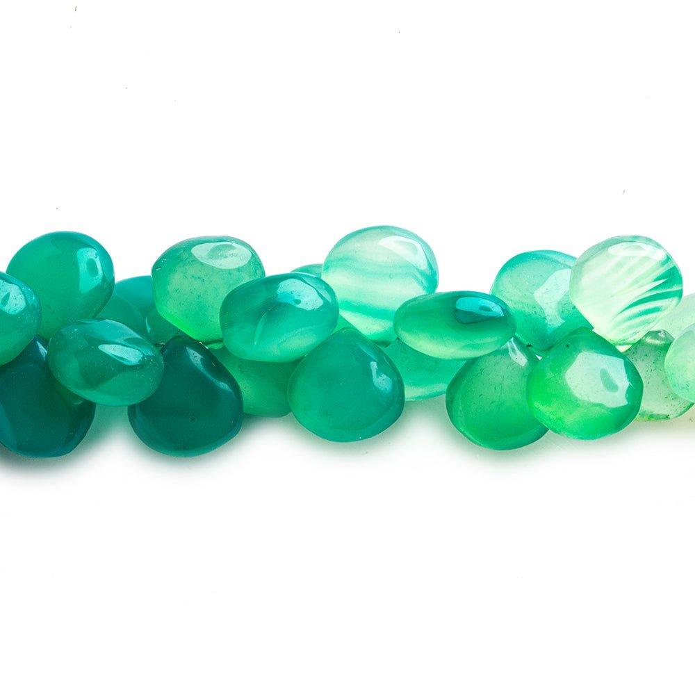 Ombre' Mint Green Chalcedony plain heart 8 inch 54 beads 12x12mm - The Bead Traders