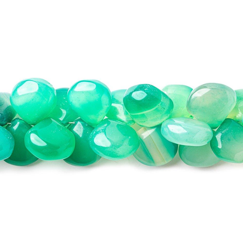 Ombre' Mint Green Chalcedony plain hearts 8 inch 54 beads 13x13mm - The Bead Traders