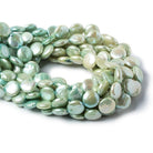 Ombre' Spearmint Green Freshwater Pearls Coin 15 inches 32 pieces 12mm - The Bead Traders