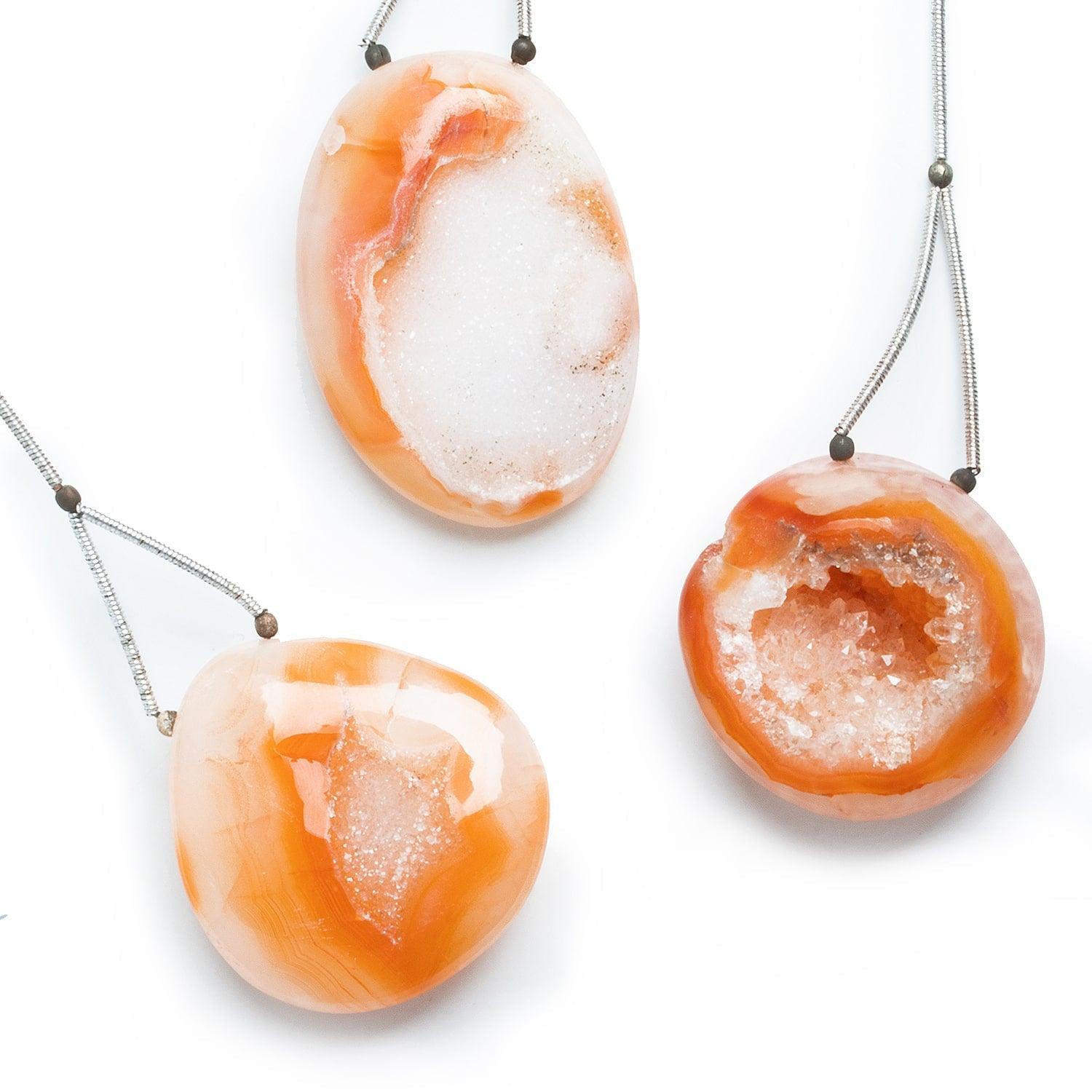 Orange Agate Drusy Gem Focal Bead 1 Piece - The Bead Traders