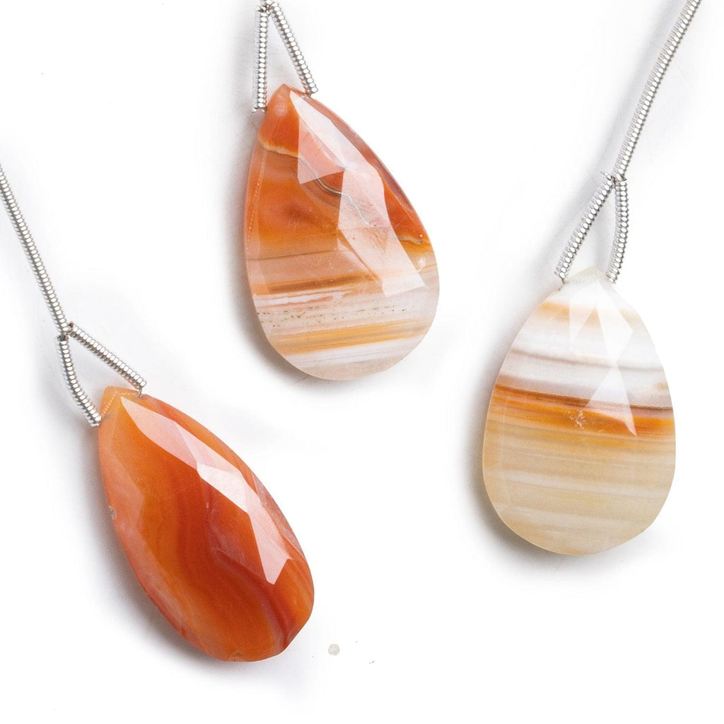 Orange Agate Faceted Pear Focal Bead 1 Piece - The Bead Traders
