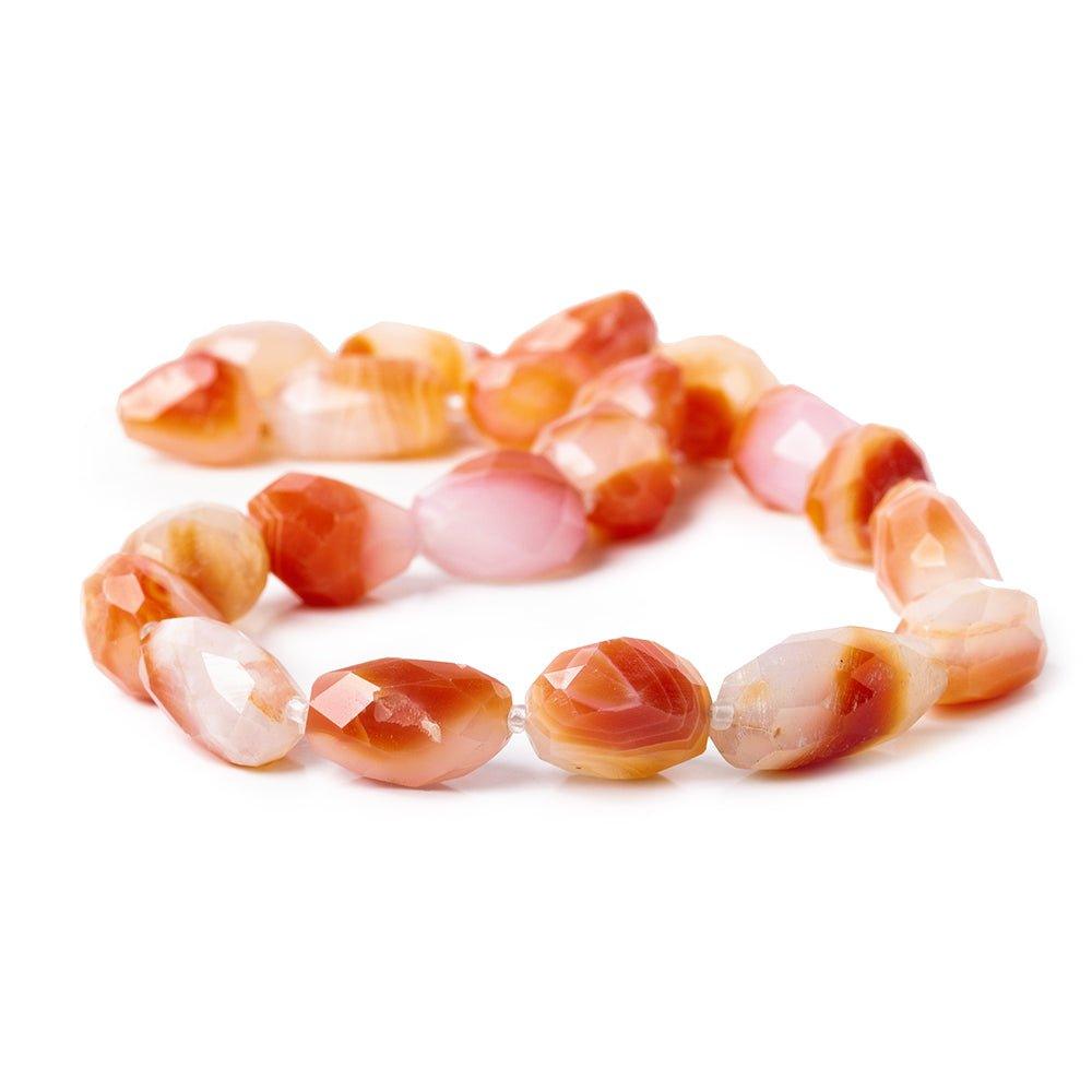 Orange and White Agate Faceted Nugget Beads 15 inches 19 pieces - The Bead Traders