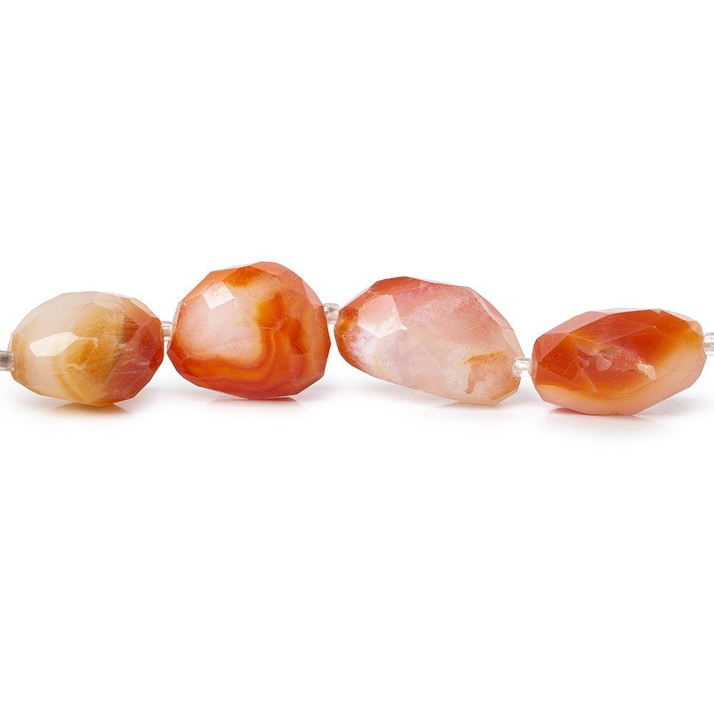 Orange and White Agate Faceted Nugget Beads 15 inches 19 pieces - The Bead Traders