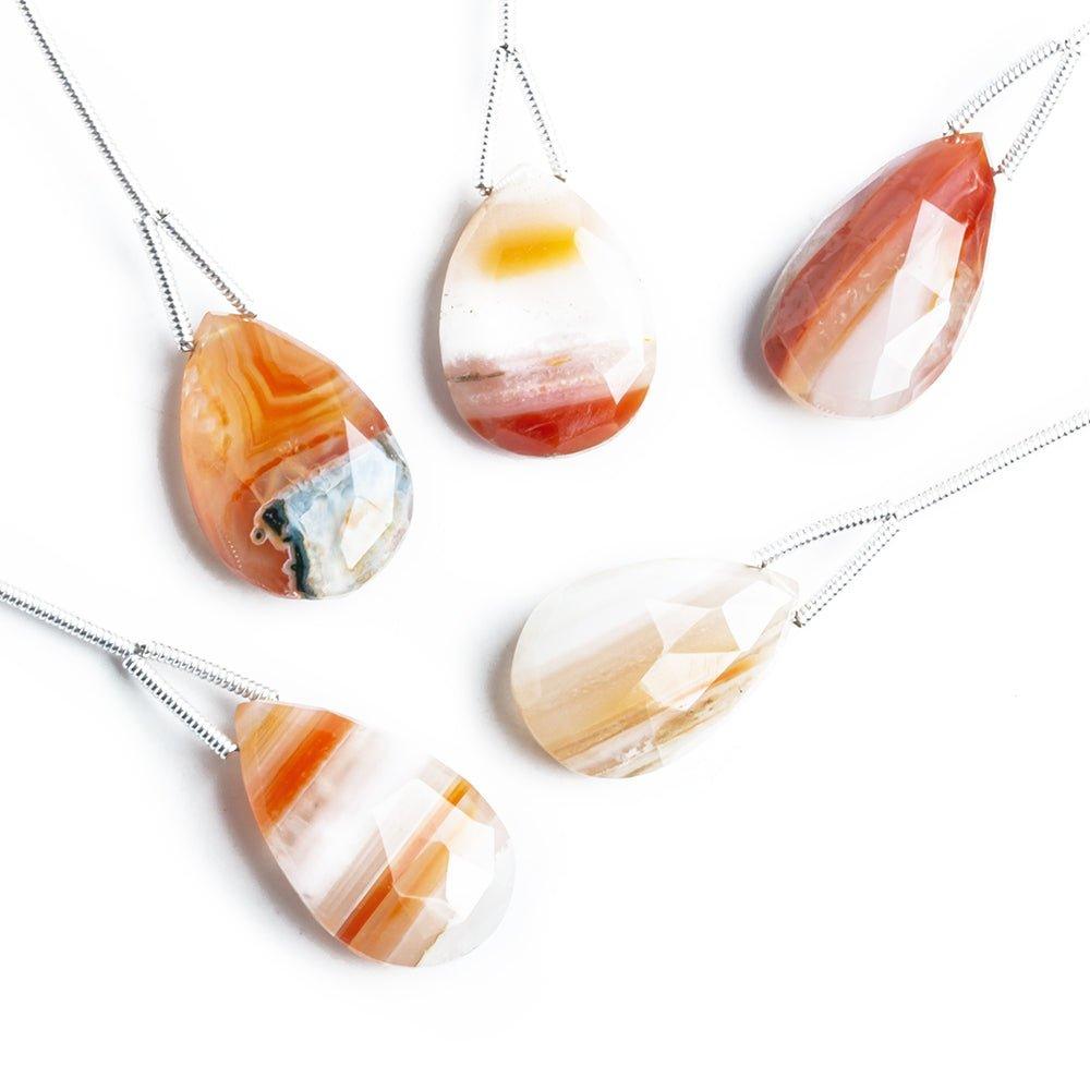 Orange Banded Agate Faceted Pear Focal Bead 1 Piece - The Bead Traders