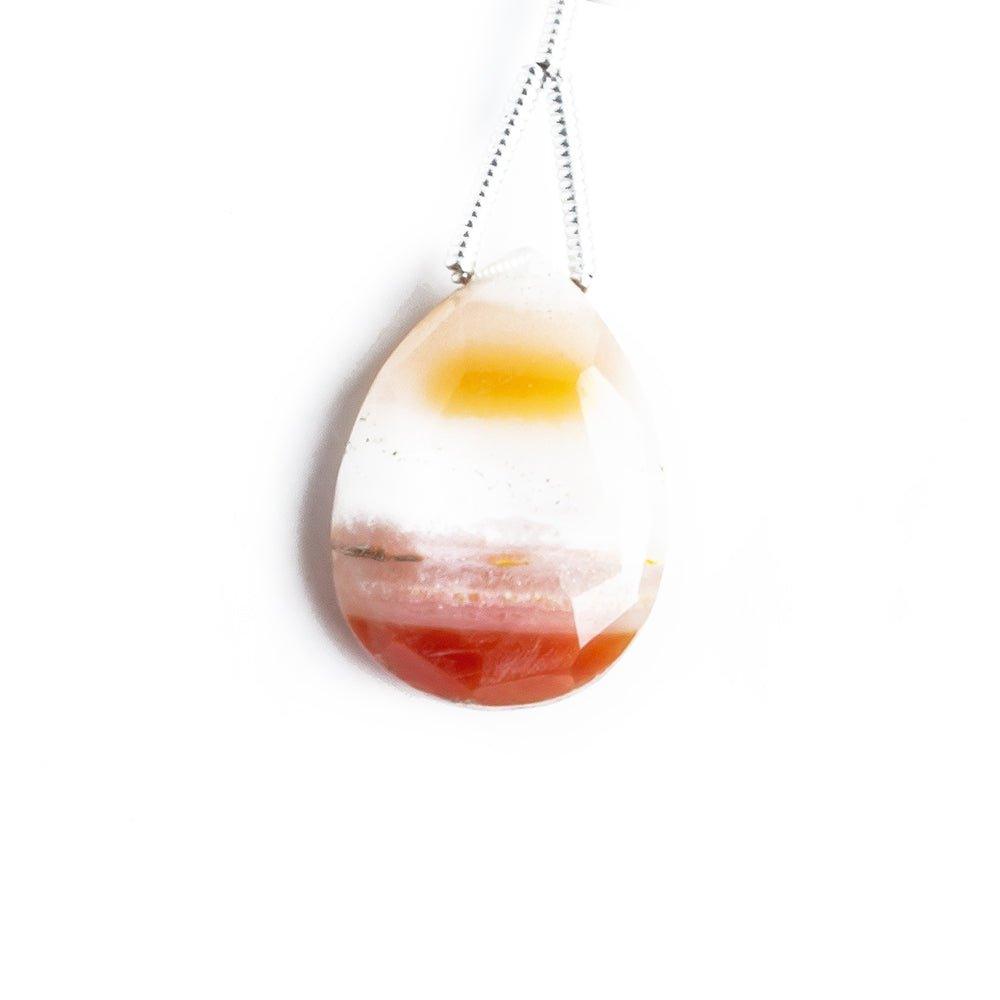 Orange Banded Agate Faceted Pear Focal Bead 1 Piece - The Bead Traders