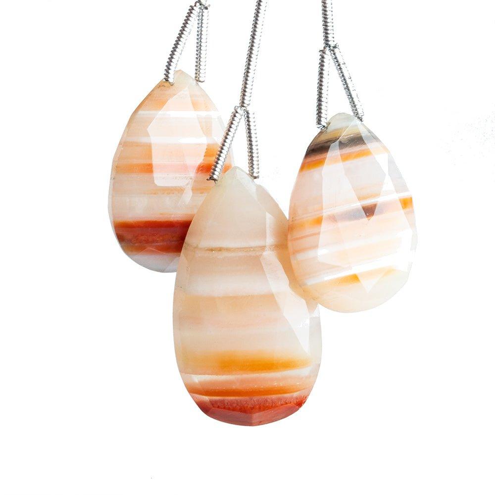 Orange Banded Agate Faceted Pear Focal Beads 1pc - The Bead Traders