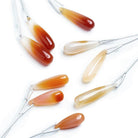 Orange Chalcedony Plain Teardrop Focal Beads Set of 3 Pieces - The Bead Traders