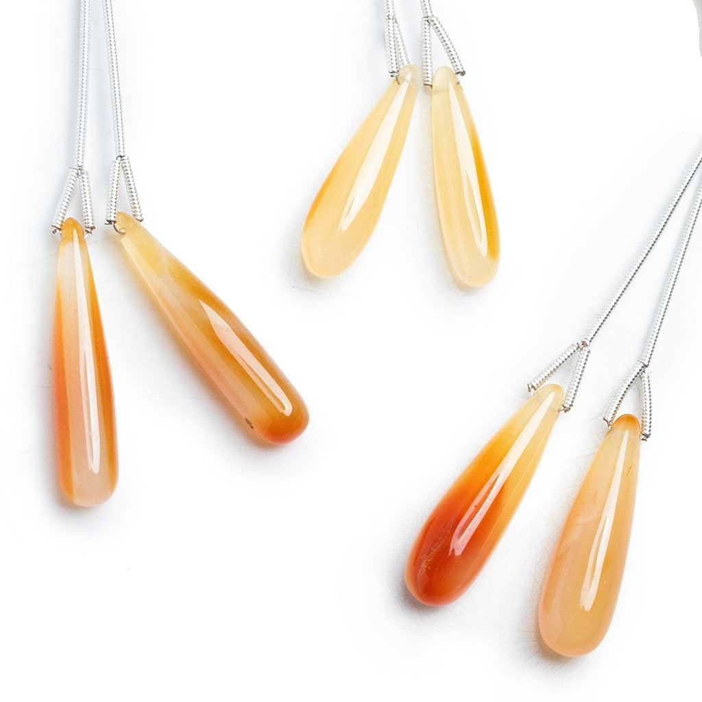 Orange Chalcedony Teardrop Focal Beads 2 pieces - The Bead Traders
