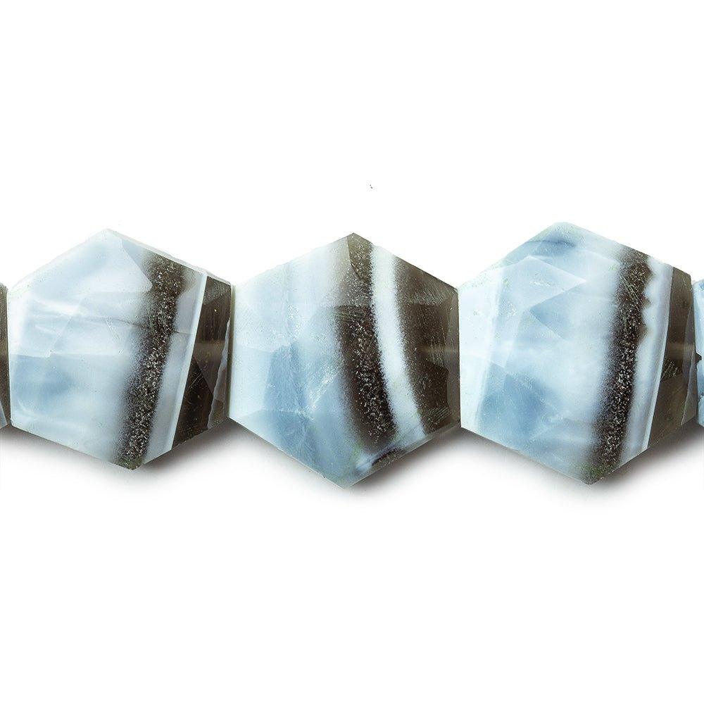 Owyhee Denim Blue Opal banded faceted fancy shapes 8 inch 13x13-16x16mm 11 beads - The Bead Traders