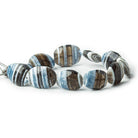 Owyhee Denim Blue Opal banded faceted ovals 8 inch 16x12-19x14mm 9 beads - The Bead Traders
