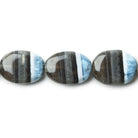 Owyhee Denim Blue Opal banded plain ovals 7 inch 15x12-19x14mm 9 beads - The Bead Traders