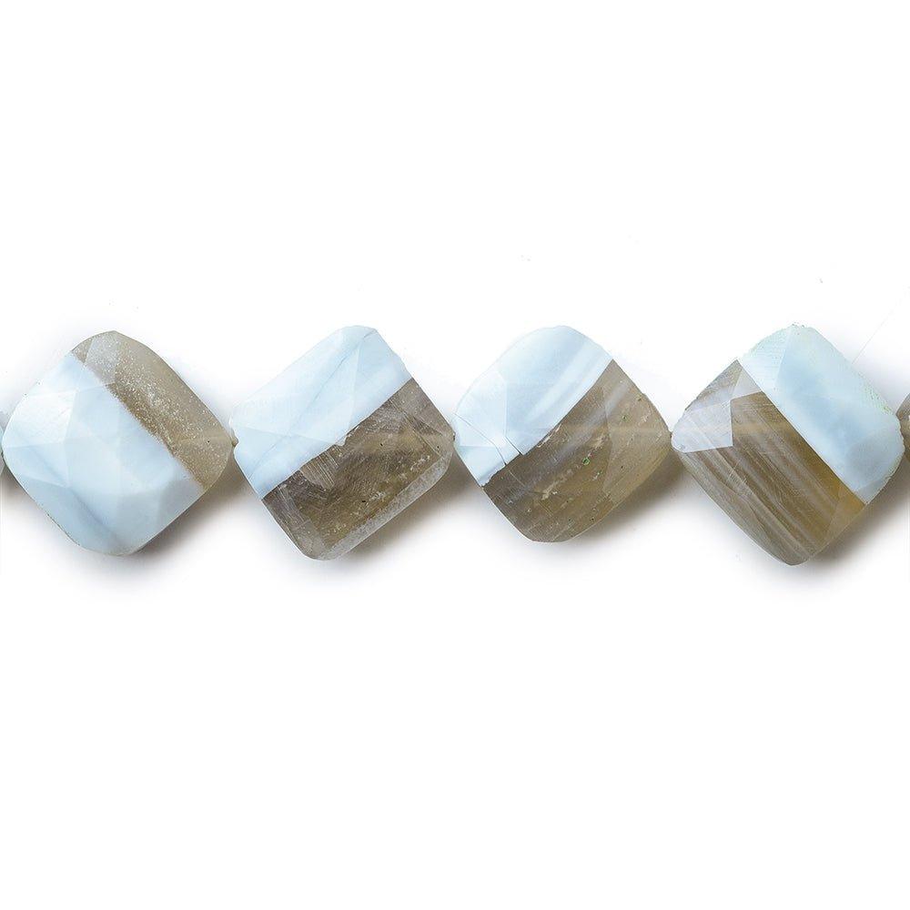 Owyhee Denim Blue Opal Corner Drilled Pillow Beads 8 inch 10x10-11x11mm 15 pieces - The Bead Traders