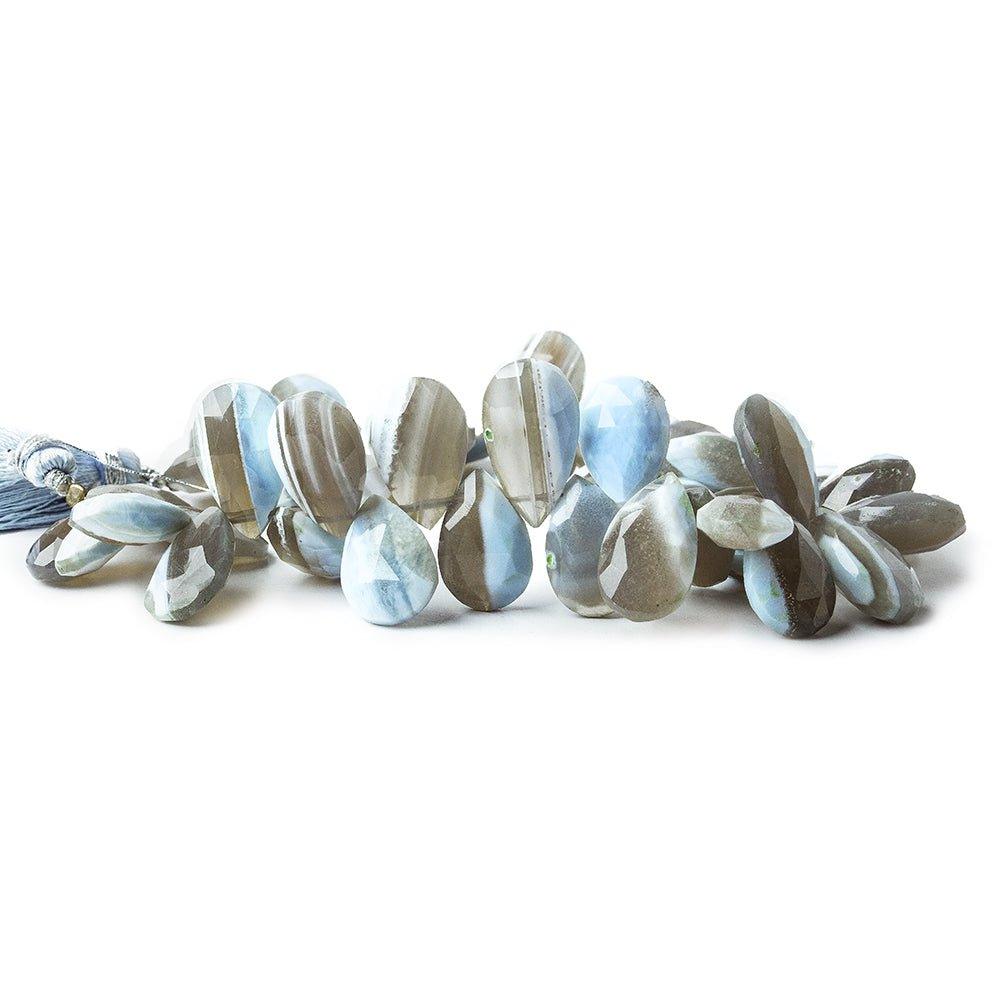 Owyhee Denim Blue Opal Faceted Pear Beads 8 inch 13x10-17x10mm 41 pieces - The Bead Traders