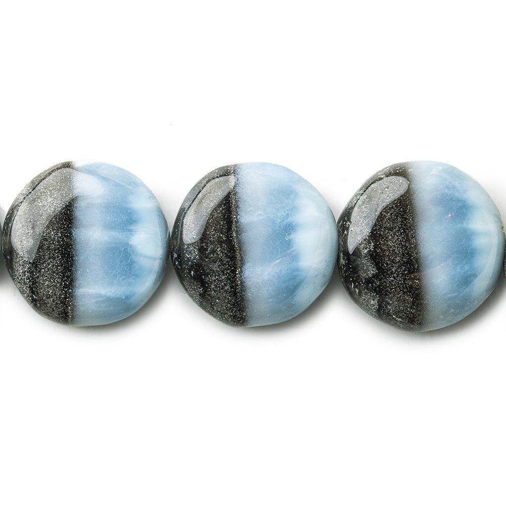 Owyhee Denim Blue Opal plain coins 7 inch 13-16mm 10 beads - The Bead Traders