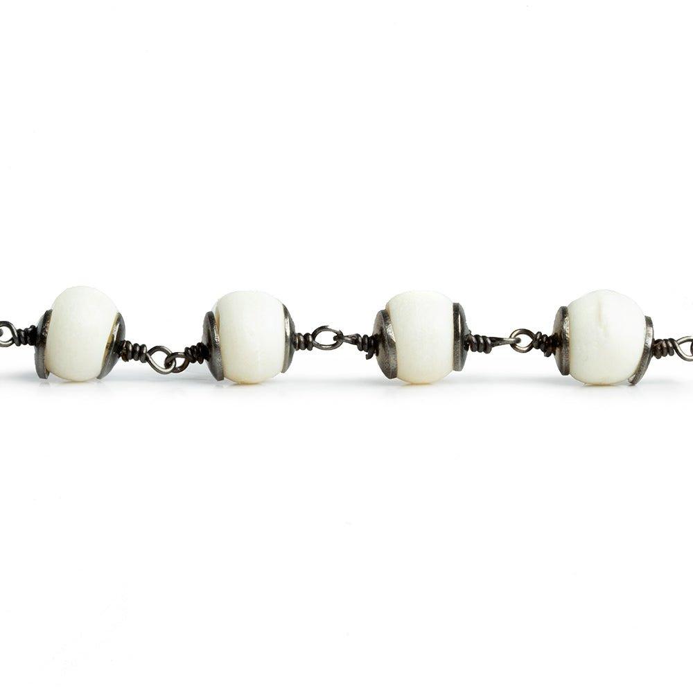 Ox Bone Capped Black Gold Chain by the Foot 21 pieces - The Bead Traders