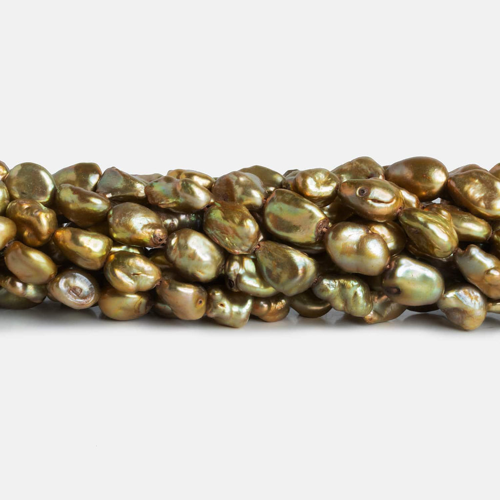 Pale Gold Keshi Straight-Drilled Pearls 16 inch 38 pieces - The Bead Traders