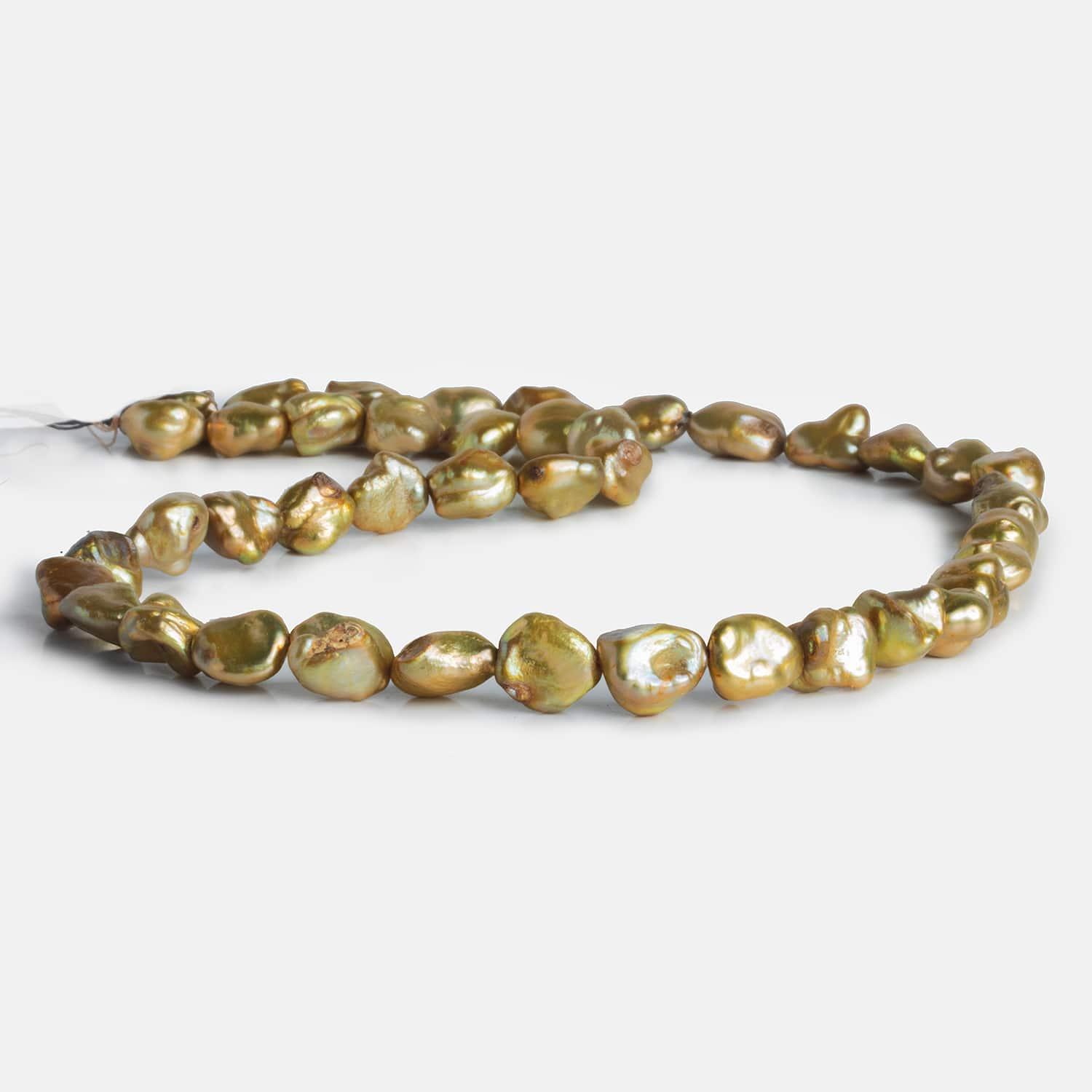 Pale Gold Keshi Straight-Drilled Pearls 16 inch 38 pieces - The Bead Traders