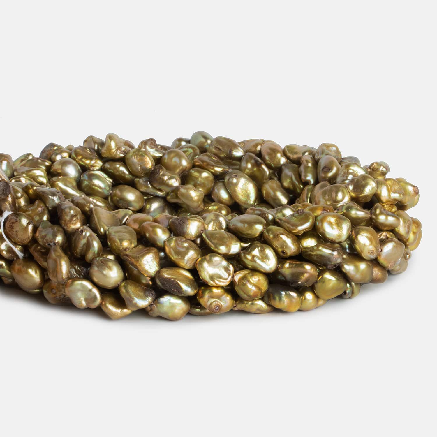 Pale Gold Keshi Straight-Drilled Pearls 16 inch 38 pieces - The Bead Traders