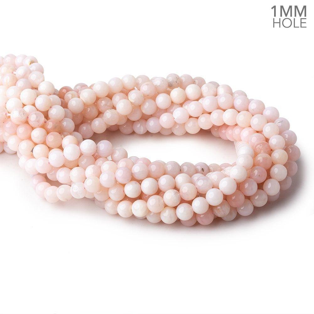Pale Pink Peruvian Opal plain round beads 16 inch 59 pieces 7mm - The Bead Traders
