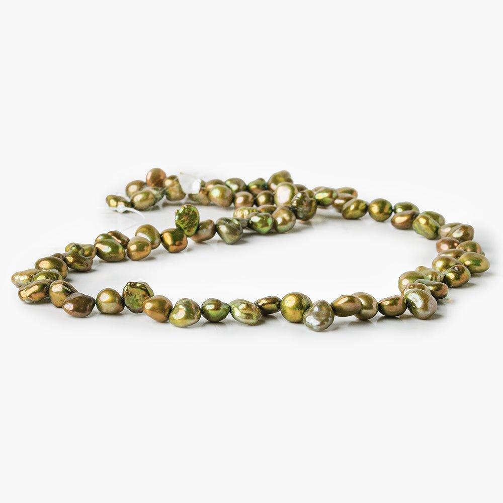 Pea Green Top Drilled Keshi Freshwater Pearls 15 inch 78 pieces - The Bead Traders