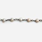 Peach Baroque Freshwater Pearl Black Gold Chain by the Foot 29 pieces - The Bead Traders