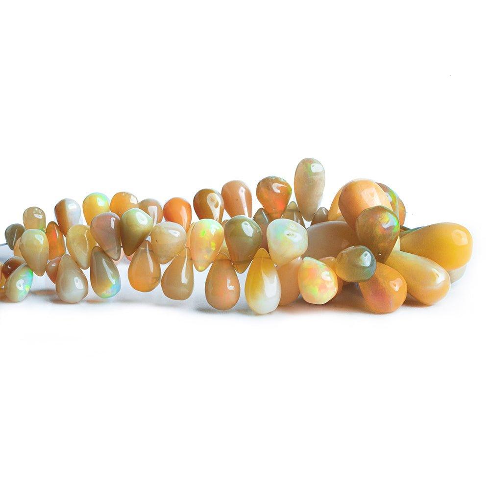 Peach Ethiopian Opal Plain Teardrop Beads 7.5 inch 60 pieces - The Bead Traders