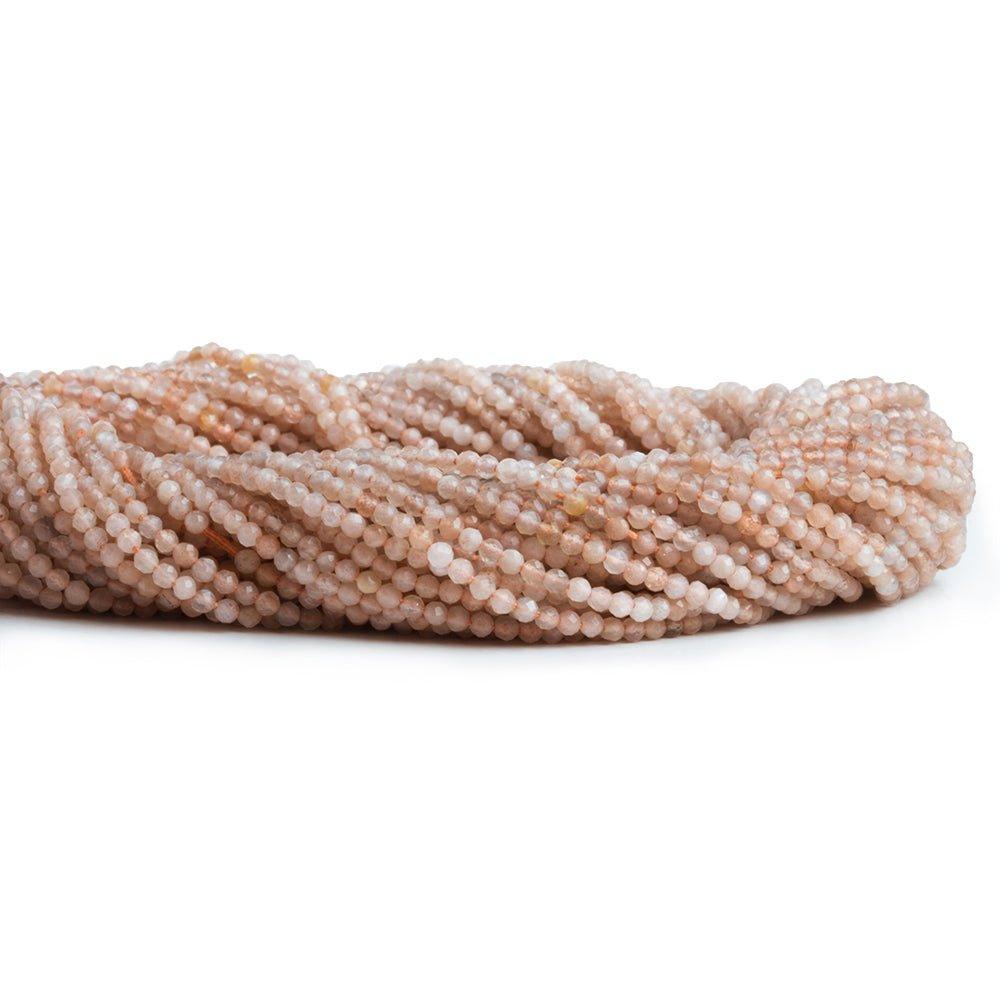 Peach Moonstone Microfaceted Round Beads 12 inch 160 pieces - The Bead Traders