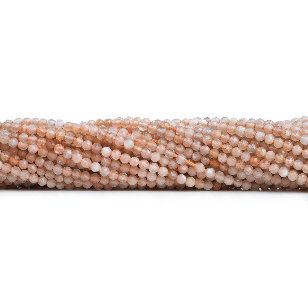 Peach Moonstone Microfaceted Round Beads 12 inch 160 pieces - The Bead Traders