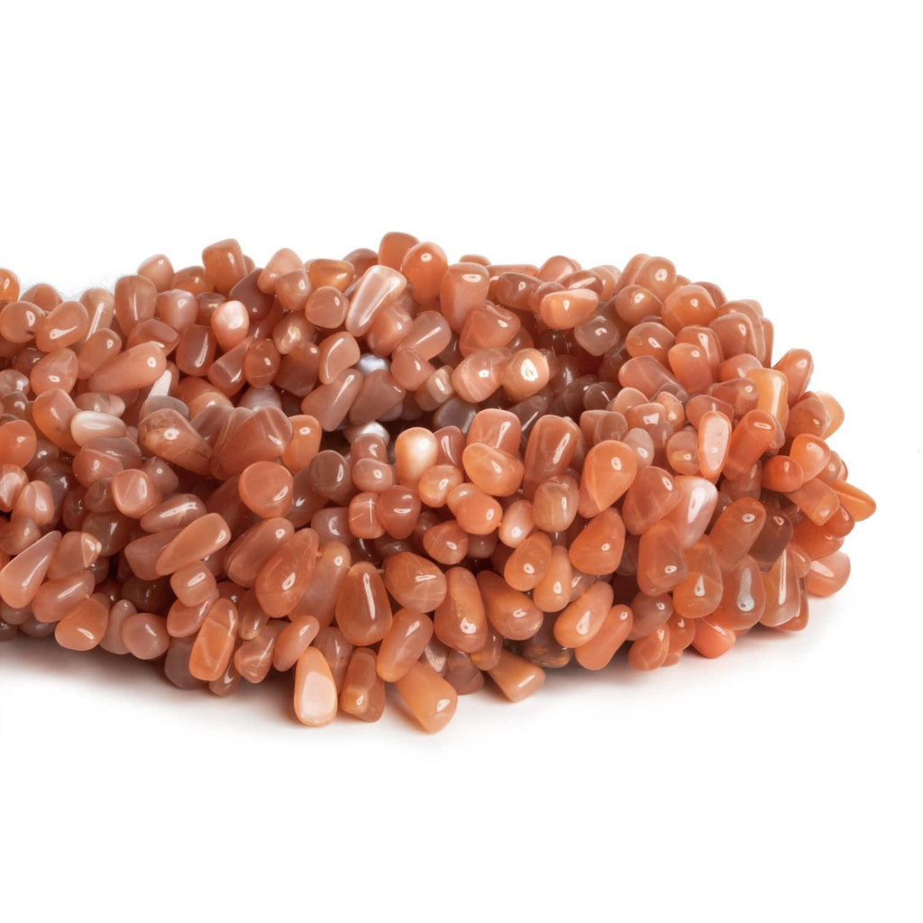 Peach Moonstone Plain Teardrops 12 inch 90 beads - The Bead Traders