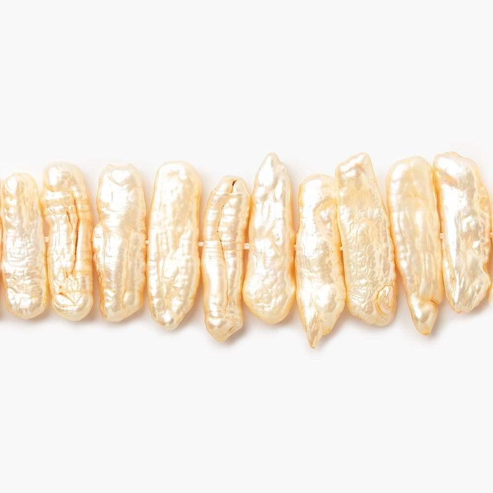 Peach Side Drilled Biwa Freshwater Pearls 16 inch 75 pieces - The Bead Traders