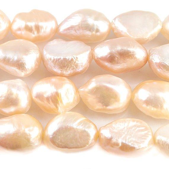 Peach Straight Drilled Baroque Freshwater Pearls 15 inch 35 pieces - The Bead Traders