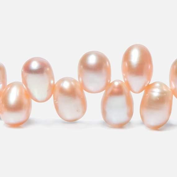 Peach Top Drilled Oval Freshwater Pearls 15.5 inch 90 pcs - The Bead Traders