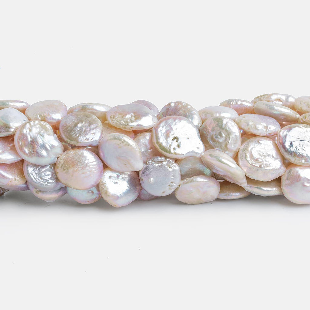 Peachy Cream Coin Pearls 16 inch 27 pieces - The Bead Traders