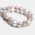 Peachy Cream Coin Pearls 16 inch 27 pieces - The Bead Traders