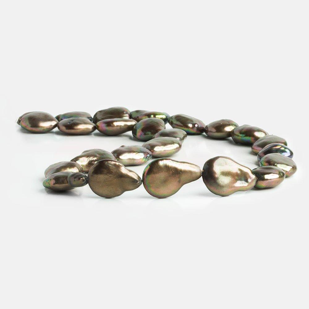 Peacock Brown Freshwater Coin Pearls 16 inch 24 pieces - The Bead Traders