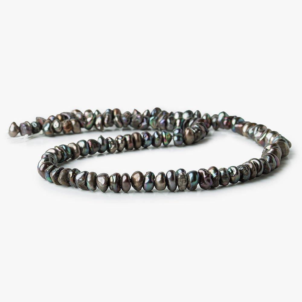 Peacock Freshwater Pearl Center Drilled 5-7mm Keshi, 15" length, 160 pcs - The Bead Traders