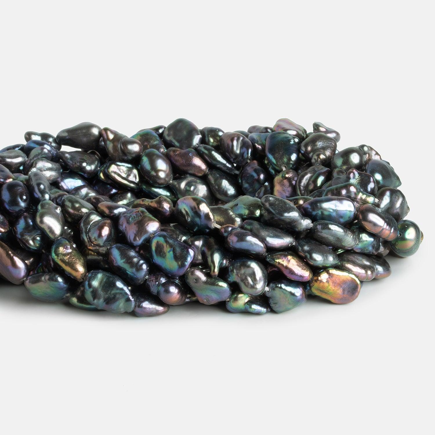 Peacock Keshi Straight-Drilled Pearls 15 inch 38 pieces - The Bead Traders