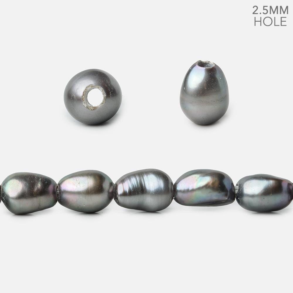 Peacock Silver Large Hole Baroque Freshwater Pearls 15 inch 39 pieces - The Bead Traders