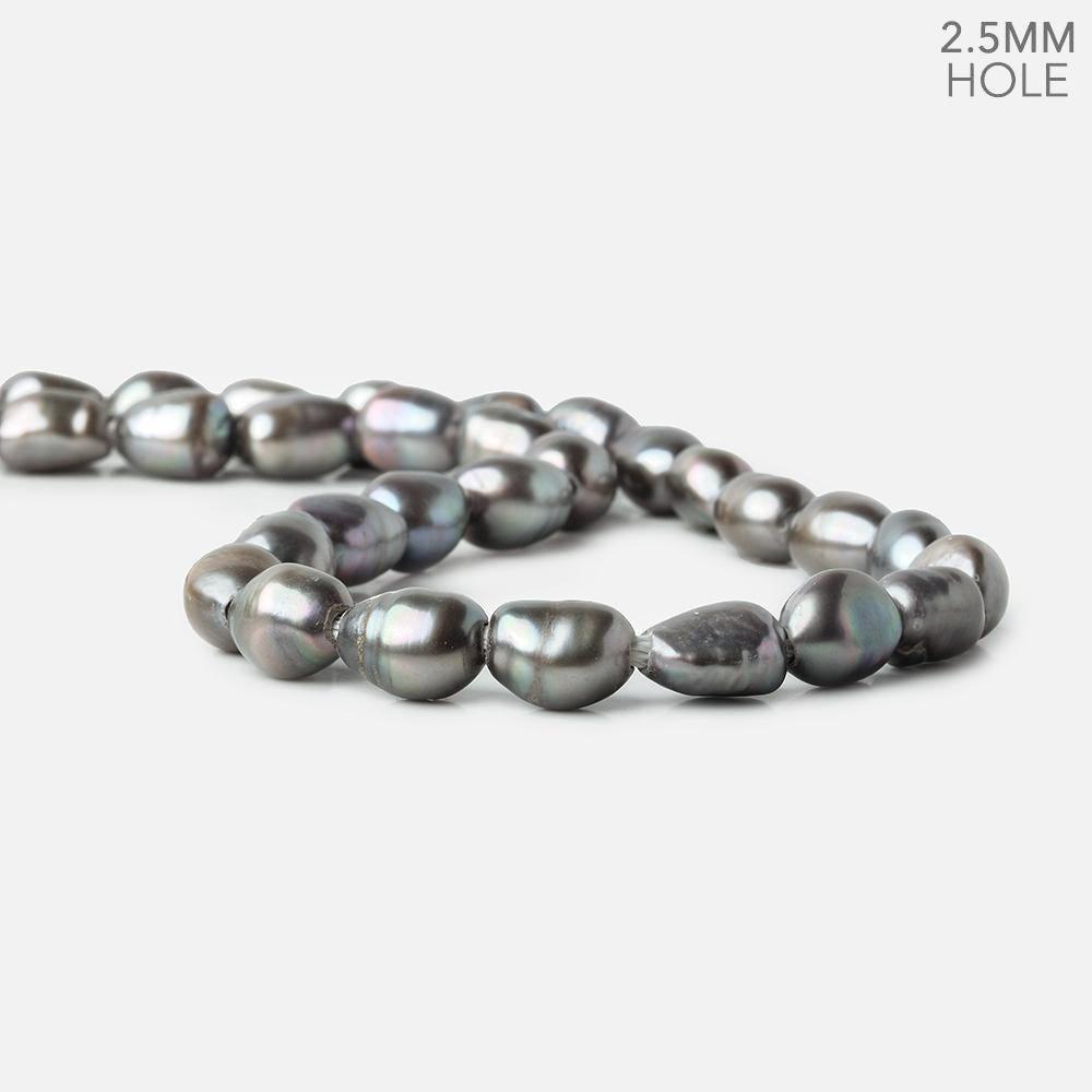 Peacock Silver Large Hole Baroque Freshwater Pearls 15 inch 39 pieces - The Bead Traders
