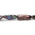Peacock Straight Drill Biwa Pearls 16 inch 21 pieces 20x7mm - The Bead Traders